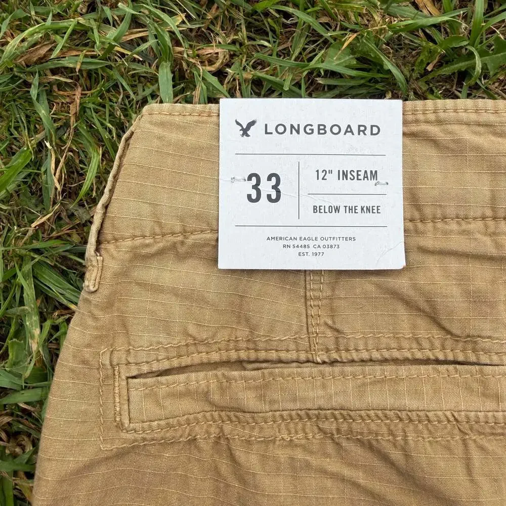 American Eagle Outfitters Men's Longboard Ripstop Cargo Shorts Size 33 Khaki